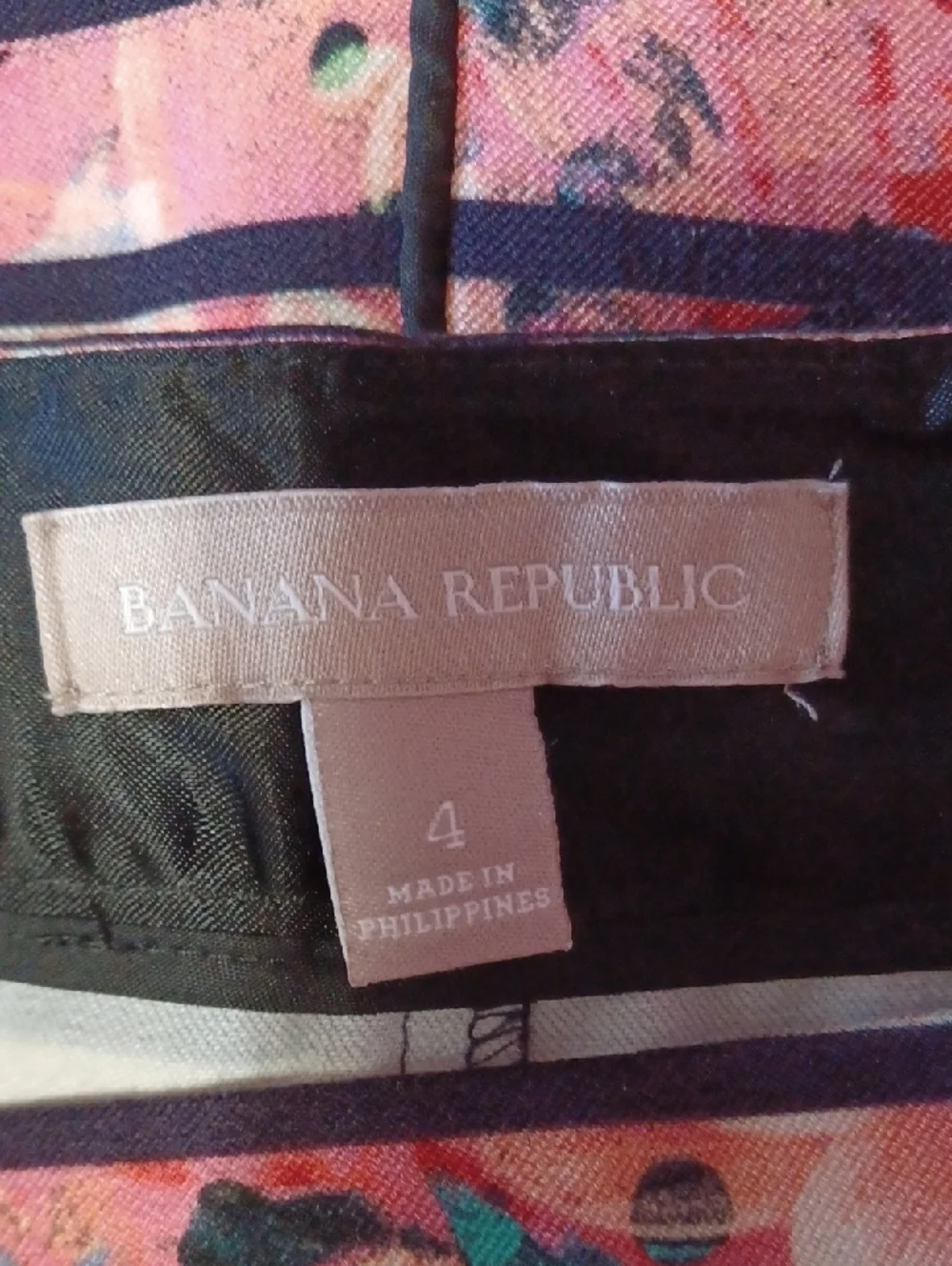Banana Republic Pink Floral Striped Fit&Flare Skater Skirt Pink Black Pockets